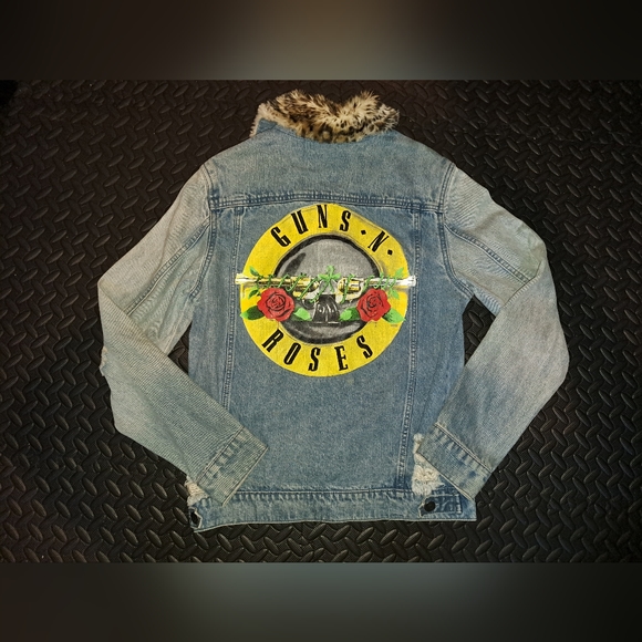Guns n' Rose's Denim faux cheetah fur collared jacket - Picture 4 of 9